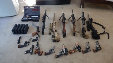 Black market guns seized from a home in Western Australia.
