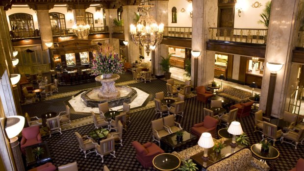 The Peabody Hotel's lobby, home to five mallard ducks.