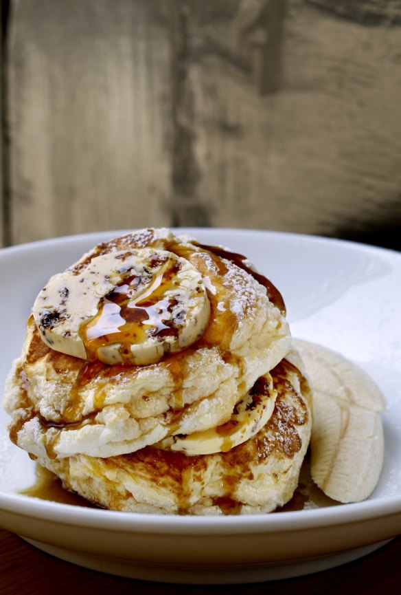 Bill Granger's ricotta hotcakes with honeycomb butter.