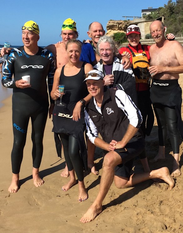 Ocean swimming team Eugene's Rippers, who crossed Melbourne's The Rip in February (far left: Clive Williams).