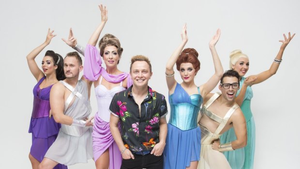 Director Nathan Wright with the Muses of <i>Xanadu</i>.
