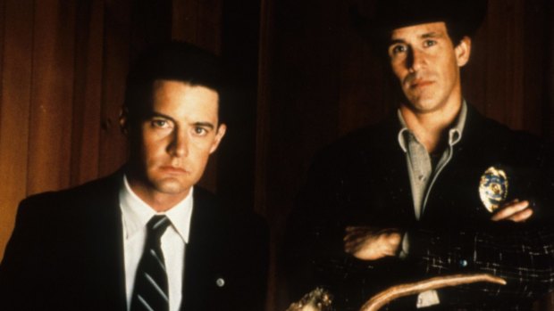 Kyle MacLachlan as Dale Cooper and Michael Ontkean as Sheriff Truman in the original <i>Twin Peaks</i>.