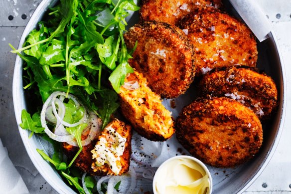 Salmon and sweet potato croquettes.