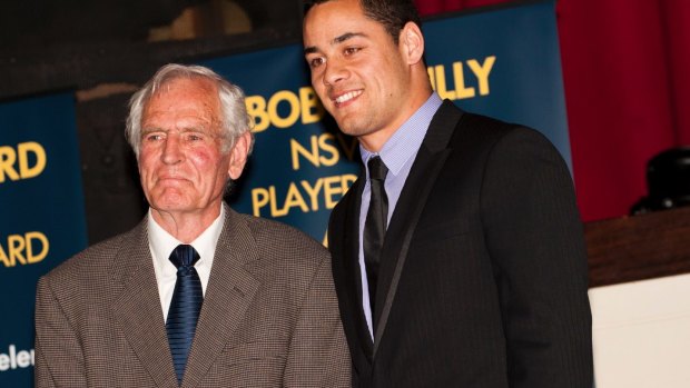 Two generations of champions: Ken Thornett was known for his ability to chime into the back line, inspiring a new generation of fullbacks such as Jarryd Hayne, who won the Ken Thornett medal in 2009 and 2010.