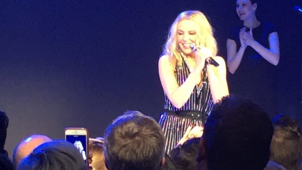 Kylie Minogue performed for the crowd featuring Ian Thorpe and Jennifer Hawkins after enjoying some down time in Byron Bay earlier this week.