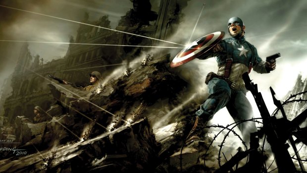 Ryan Meinerding, playing card no. 2, (detail) concept art for Captain America: The First Avenger 2011.