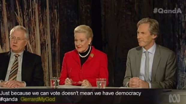 Q&A panellists Bret Walker, Bronwyn Bishop and Luca Belgiorno-Nettis discuss the Magna Carta and democracy.