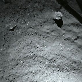 A picture of the surface of 67P/Churyumov-Gerasimenko, taken 40 metres from the comet during Philae's descent.