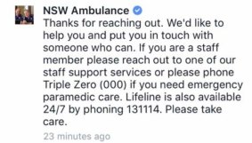 NSW Ambulance also responded to the comment. 