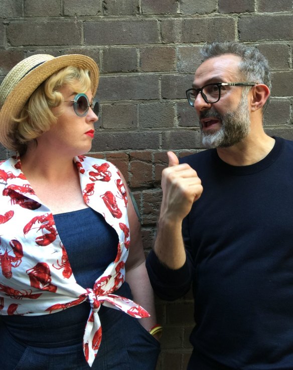 Good Food Guide editor Myffy Rigby and Osteria Francescana chef Massimo Bottura.