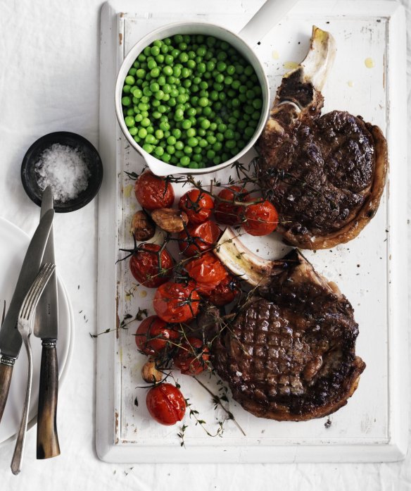 Neil Perry's grilled rib-eye steaks.