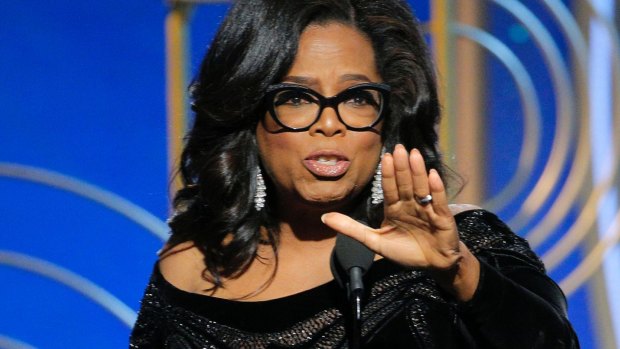 Oprah Winfrey delivers the speech at the Golden Globe awards last week that prompted widespread speculation she will run for political office.