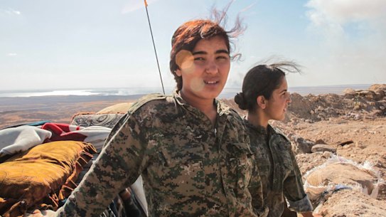 Women fighters from the Kurdish YPG militia. 