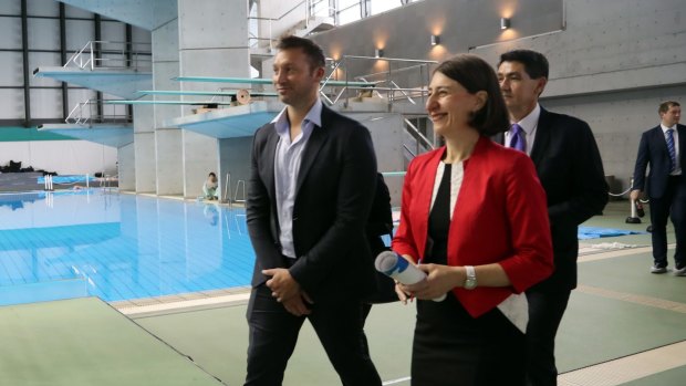 Ian Thorpe and NSW premier Gladys Berejiklian toured the Olympic swimming venue in Tokyo.