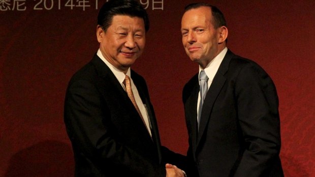 Chinese President Xi Jinping and PM Tony Abbott in Sydney in 2014.