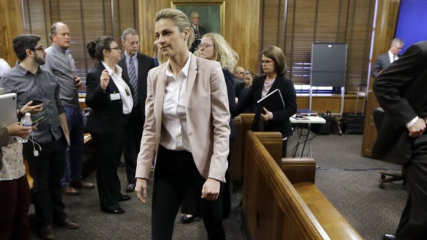 Sportscaster and television host Erin Andrews leaves the courtroom on Tuesday. 