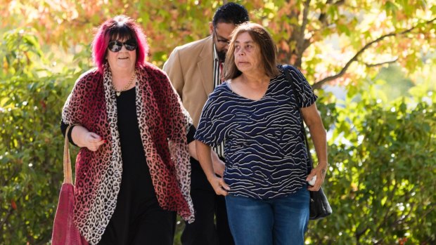 Steven Freeman's mother Narelle King (right), and Julie Tongs (left), arrive at ACT Magistrates Court. 