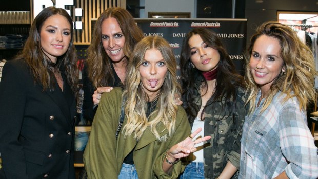 From left: Jesinta Campbell, Tash Sefton, Elle Ferguson, Jessica Gomes and Pip Edwards at the David Jones General Pants launch.