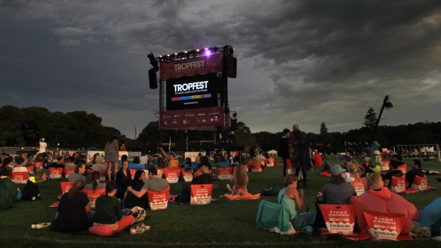 The crowd settles in for Tropfest at Centennial Park last year.