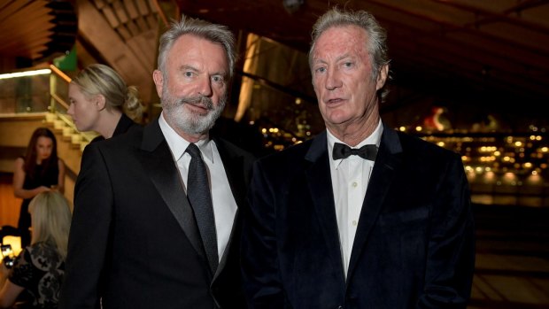 Actors Sam Neill and Bryan Brown were perfectly preened for the black tie dinner held by Moet et Chandon.