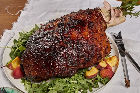 Adam Liaw's clove-studded, summer fruit glazed ham.