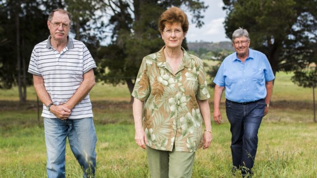 David Carroll, Roslyn Chan and John Dash oppose plans for the CSIRO Ginninderra Experiment Station to be rezoned.