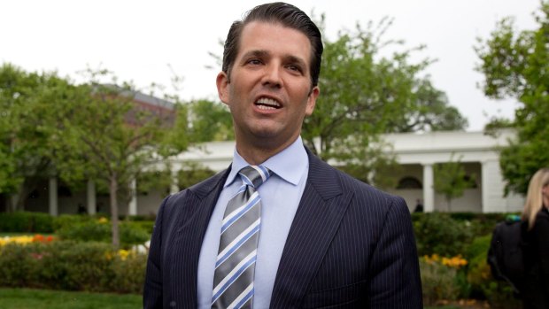 Mark Corallo is said to have resigned over a statement the US President dictated in relation to a Trump Tower meeting Donald Trump jnr (pictured) had with Russians.