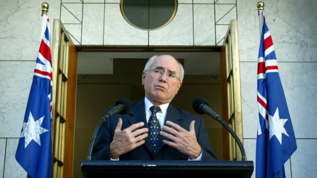 John Howard at a press conference on the Iraq war.