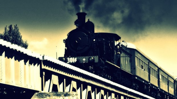 The Ghost Train of the Limestone Plain hurtles through the twilight to its mystery location.