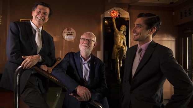 From left: Orpheum general manager Paul Dravet, film critic David Stratton and deputy general manager Alex Temesvari.