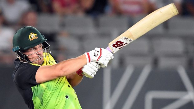 Big Shot: Aaron Finch finished off the match with a six.
