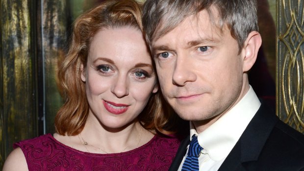 File image of Abbington with husband and co-star Martin Freeman.