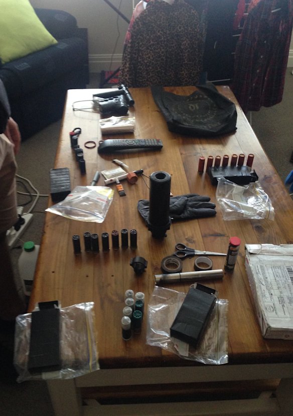 Firearms paraphernalia found in his mother's home in Windsor.
