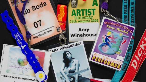 Her festival passes are among the memorabilia on display.