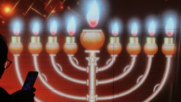 A Menorah during the Jewish festival of Hannukah.