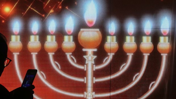 A Menorah during the Jewish festival of Hannukah.