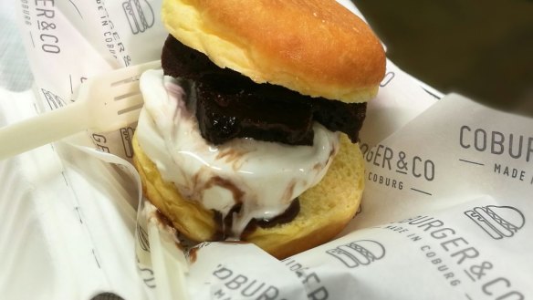 The donut, brownie ice-cream burger is a mouthful at $7.