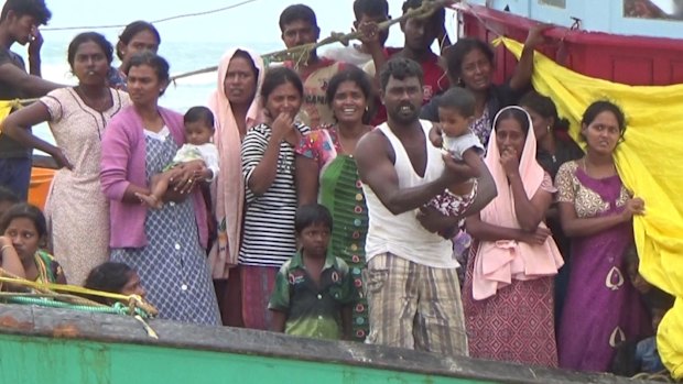 The 44 Sri Lankans claim they were en route to Australia when they had engine troubles.