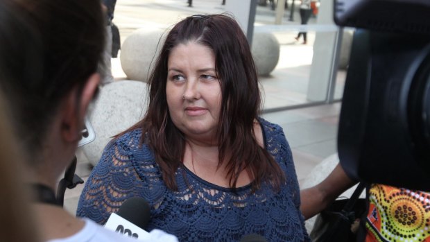 Leonie Duroux, sister-in-law of one of the victims, speaks outside the Supreme Court in Sydney on Wednesday.