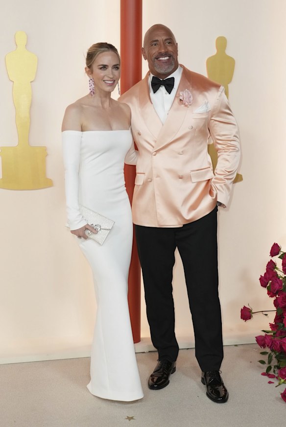 Emily Blunt, left, and Dwayne Johnson.
