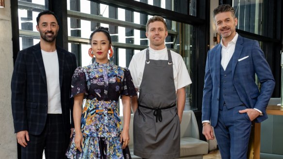 Andy Allen, Melissa Leong, Stokehouse chef Jason Staudt  and Jock Zonfrillo at the St Kilda restaurant.