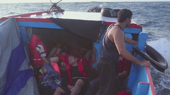 A scene from Eva Orner's documentary <i>Chasing Asylum</i>.
