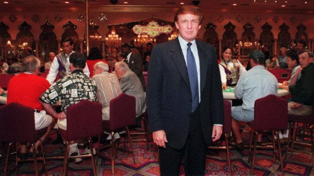 Donald Trump at the Taj Mahal casino in Atlantic City in 1996, one of a string of bankruptcies in the 1990s that alienated him from major US lenders.