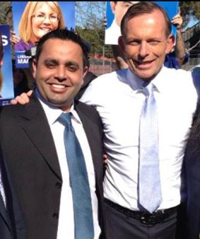 Harmandeep Sarkaria with Tony Abbott.