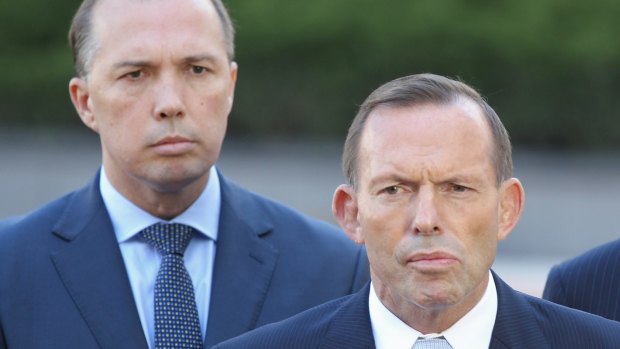 Immigration Minister Peter Dutton with Prime Minister Tony Abbott.