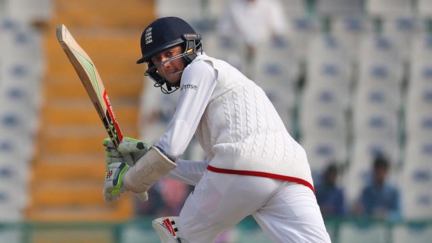 Young gun: England's Haseeb Hameed plays a shot against India in Mohali, India.