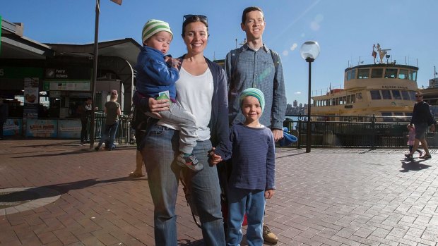 Nadine, her husband Ken and their two sons at Circular Quay on Sunday.