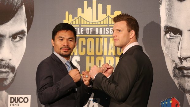 Squaring up: Manny Pacquiao and Jeff Horn.