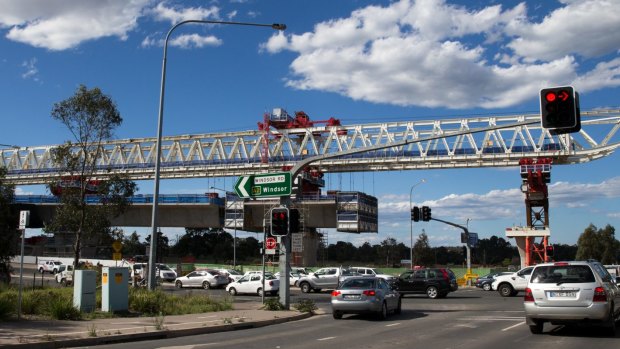 The so-called "mini Anzac Bridge" over Windsor Road is still far from complete.