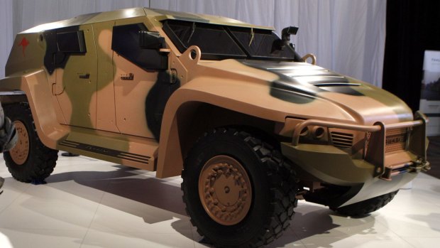 A Hawkei light protected mobility vehicle.